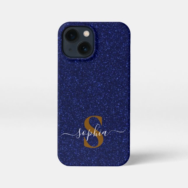 Elegant Glitter monogrammed Name iPhone Case (Back)