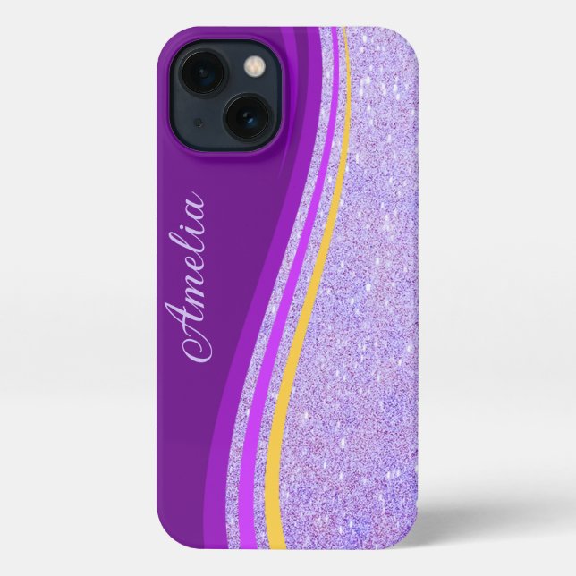 Elegant Glitter monogrammed Name iPhone Case (Back)