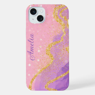 Elegant Glitter monogrammed Name iPhone 15 Plus Case