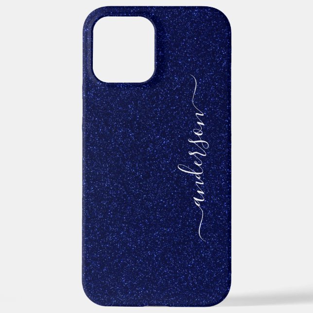Elegant Glitter monogrammed Name iPhone Case (Back)