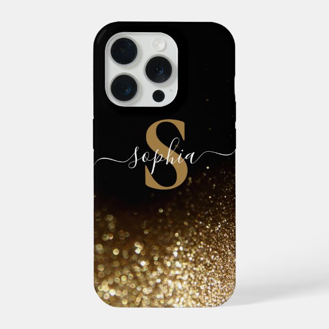 Elegant Glitter monogrammed Name iPhone Case (Back)