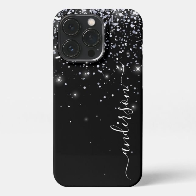 Elegant Glitter monogrammed Name iPhone Case (Back)