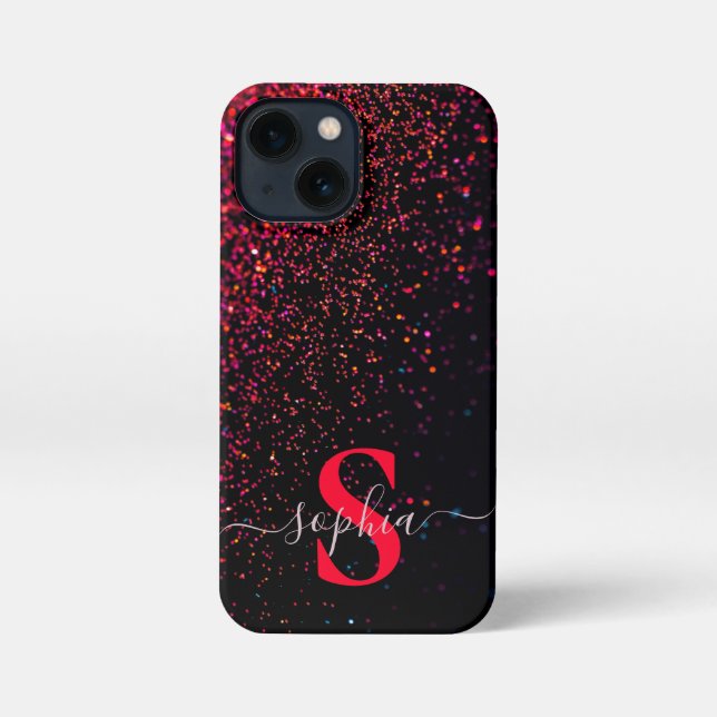 Elegant Glitter monogrammed Name iPhone Case (Back)