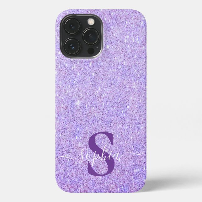 Elegant Glitter monogrammed Name iPhone Case (Back)