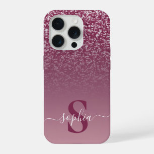 Elegant Glitter monogrammed Name iPhone 15 Pro Case