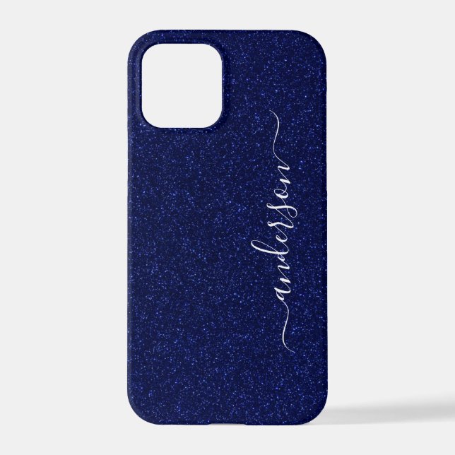 Elegant Glitter monogrammed Name iPhone Case (Back)