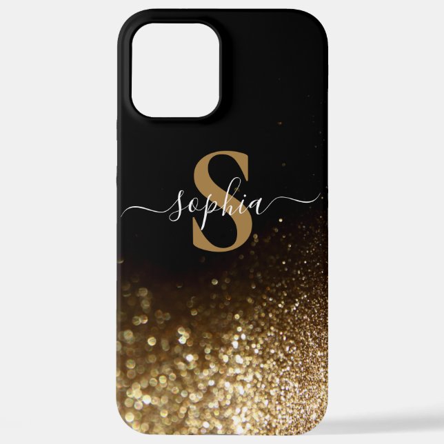 Elegant Glitter monogrammed Name iPhone Case (Back)