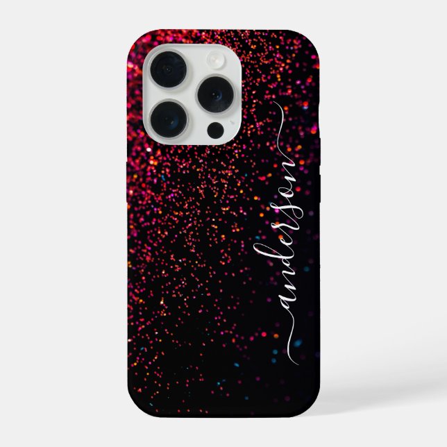 Elegant Glitter monogrammed Name iPhone Case (Back)