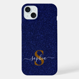 Elegant Glitter monogrammed Name iPhone 15 Plus Case
