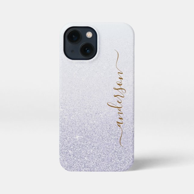 Elegant Glitter monogrammed Name iPhone Case (Back)