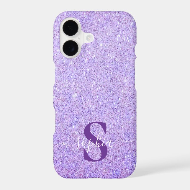 Elegant Glitter monogrammed Name iPhone Case (Back)