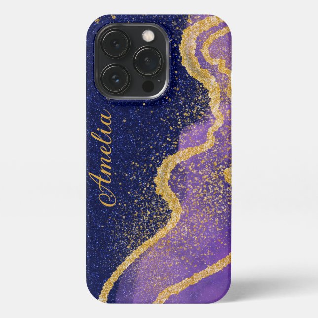 Elegant Glitter monogrammed Name iPhone Case (Back)
