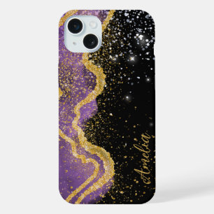 Elegant Glitter monogrammed Name iPhone 15 Plus Case