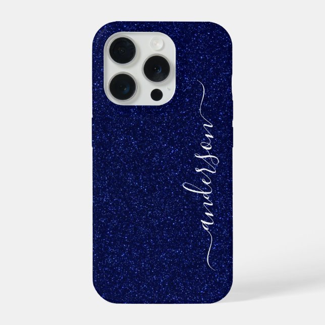 Elegant Glitter monogrammed Name iPhone Case (Back)