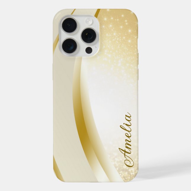 Elegant Glitter monogrammed Name iPhone Case (Back)