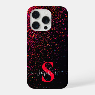 Elegant Glitter monogrammed Name iPhone 15 Pro Case