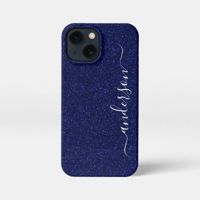 Elegant Glitter monogrammed Name iPhone Case (Back)