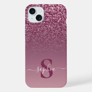 Elegant Glitter monogrammed Name iPhone 15 Plus Case