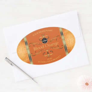 Elegant Glitter Orange Gold Product Label Add Logo