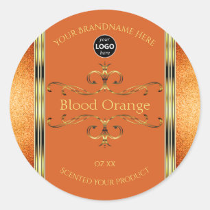 Elegant Glitter Orange Gold Product Label Add Logo