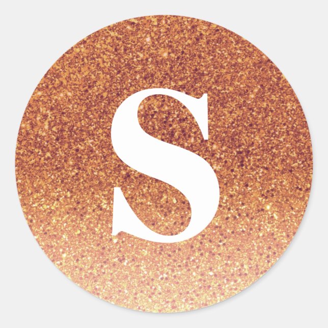 Elegant Glitter Orange Monogram Envelope Seal (Front)