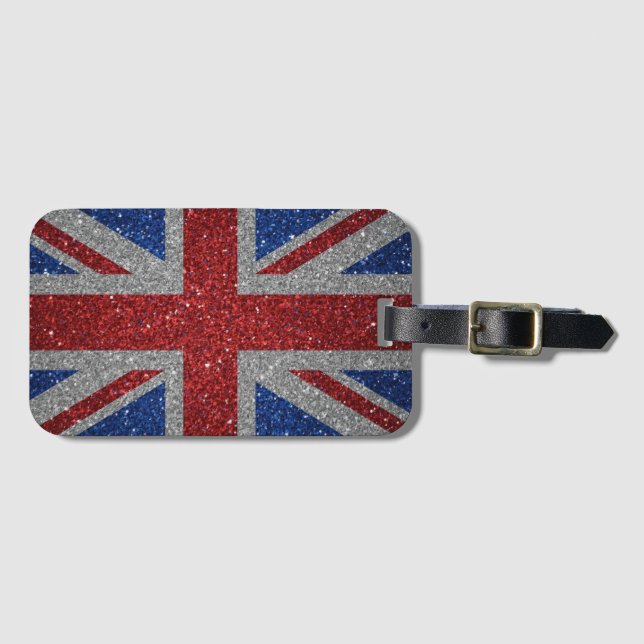 Elegant glitter Patriotic U.K. flag Luggage Tag (Front Horizontal)