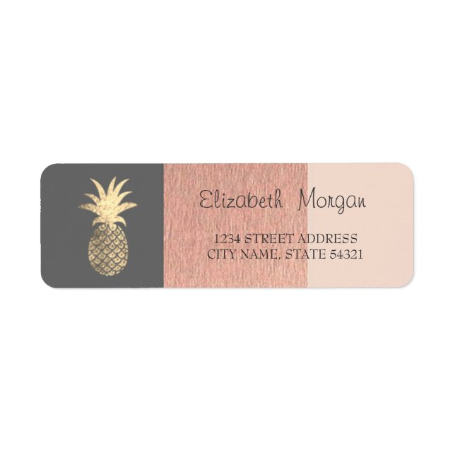 Elegant,Glitter Pineapple,StripedAddress Label Return Address Label (Front)