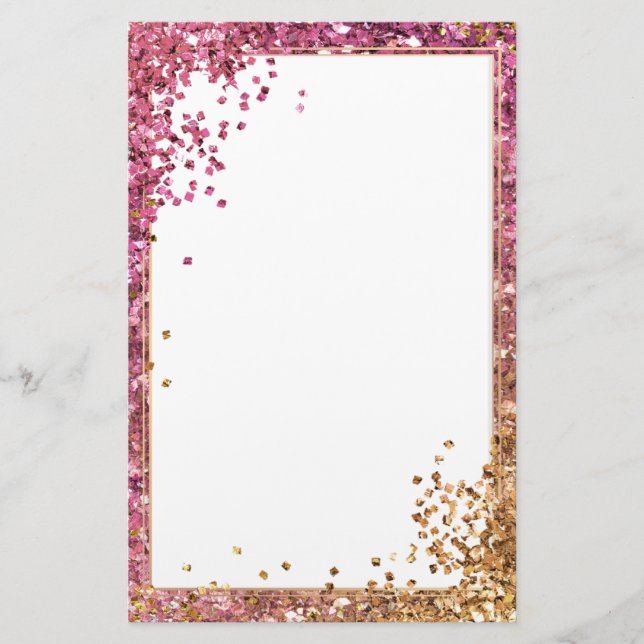 Elegant glitter pink blue stationery 5.5" x 8.5" (Front)
