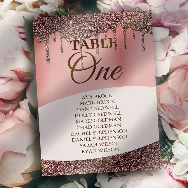Elegant Glitter Pink Seating Chart Table 1 One Invitation (Creator Uploaded)