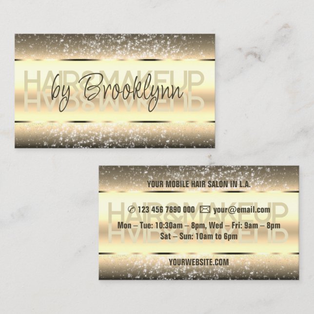 Elegant Glitter Product Labels Dark Gold Golden Business Card (Front/Back)
