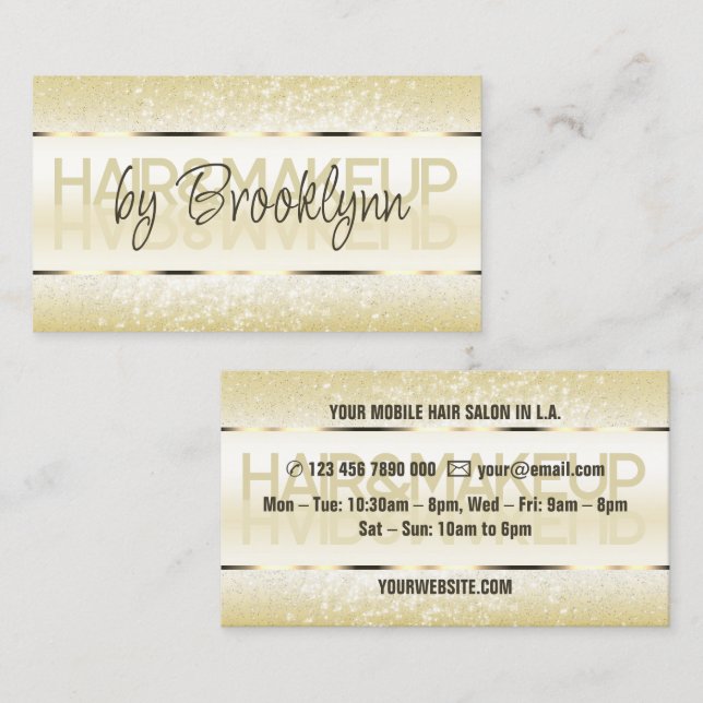 Elegant Glitter Product Labels Light Gold Ivory Business Card (Front/Back)