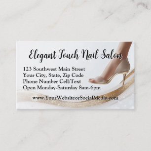 Elegant Glitter Pump Pedicure Manicure Nail Salon Business Card