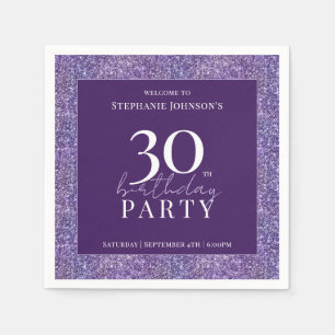 Elegant Glitter Purple 30th Birthday Party Napkin