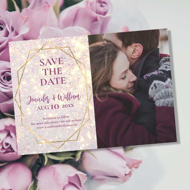 Elegant Glitter Purple Photo  Save The Date (Creator Uploaded)