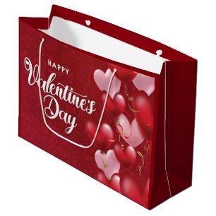 Elegant Glitter Red Happy Valentine's Day Large Gi Gift Bag