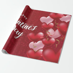 Elegant Glitter Red Happy Valentine's Day Wrapping Paper