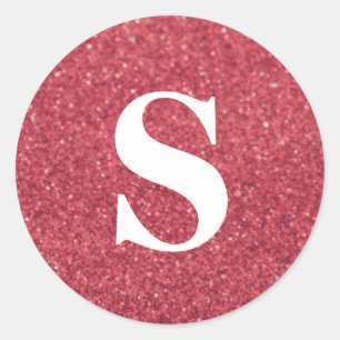 Elegant Glitter Red Monogram Envelope Seal