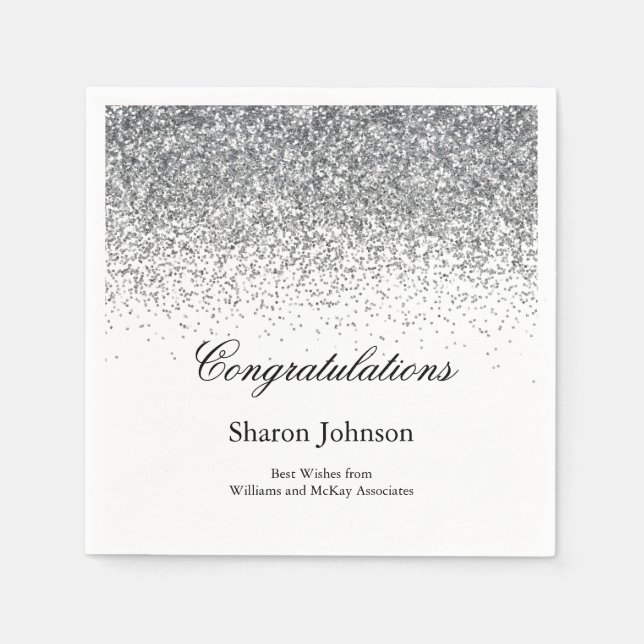 Elegant Glitter Retirement Party Napkin (Front)
