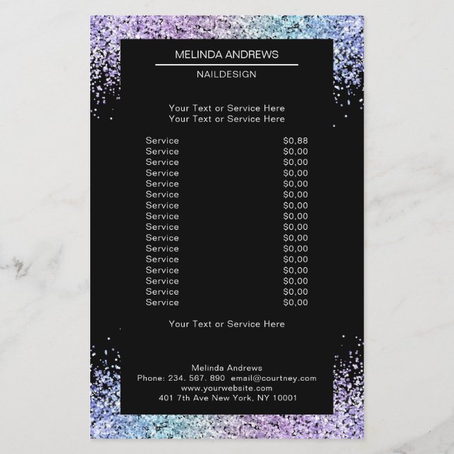 Elegant Glitter Saloon both sides Flyer (Back)
