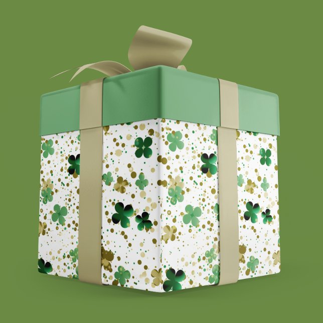 Elegant Glitter Shamrock Green and Gold  Wrapping Paper (Elegant Glitter Shamrock Green and Gold Wrapping Paper)