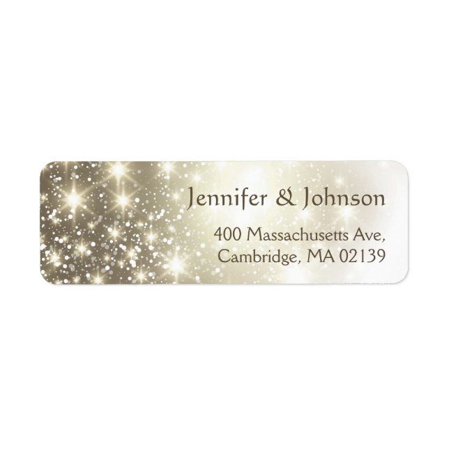Elegant Glitter Sparkles Wedding Return Address Label (Front)