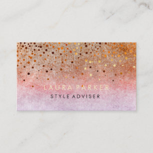 Elegant Glitter Subtle Pink Orange  Faux Confetti Business Card