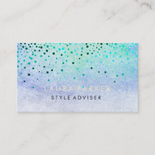 Elegant Glitter Subtle Sky Blue Faux Confetti Business Card