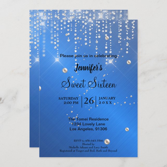 Elegant glitter Sweet Sixteen Invitation (Front/Back)