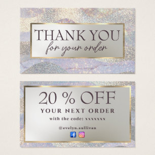 Elegant glitter watercolor waves discount card