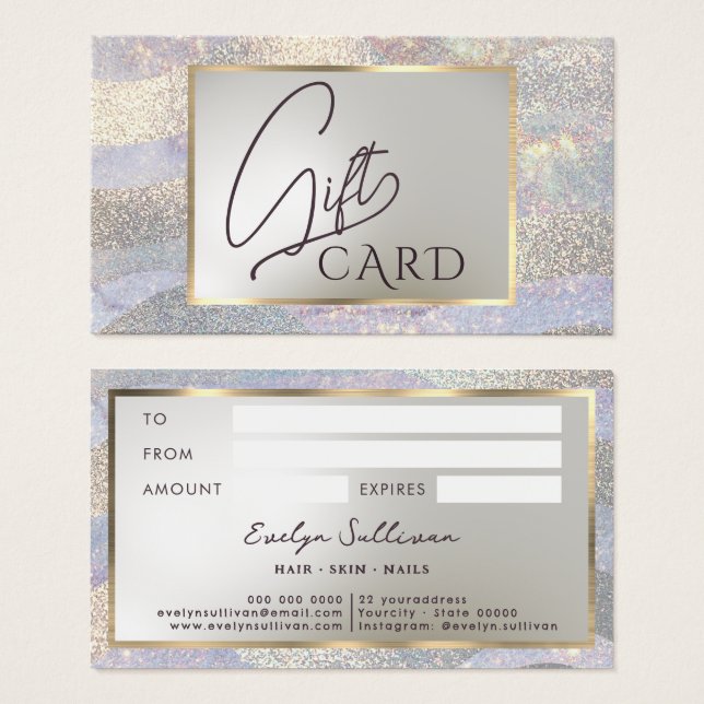 Elegant glitter watercolor waves Gift Card (Front & Back)