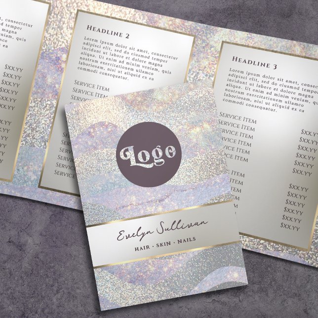 Elegant glitter watercolor waves trifold brochure (Creator Uploaded)