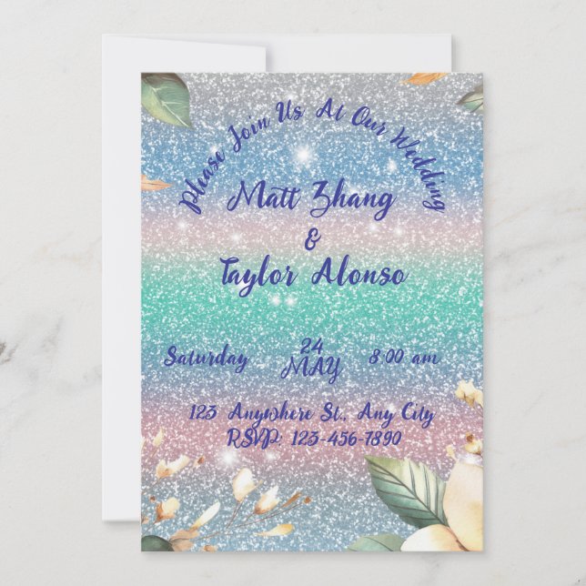 Elegant Glitter Wedding Invitation (Front)