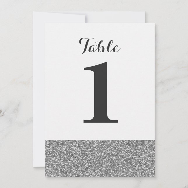 Elegant Glitter Wedding Table Number Cards (Front)