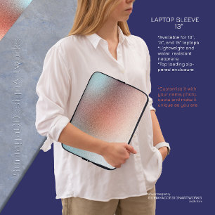 Elegant Glittered Orange Light Blue Laptop Case